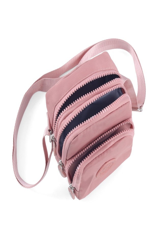 JI ACCESSORIES JI Women’s Crossbody Sling Bag For Everyday Use, Shoulder Bag with Multiple Zipper Pockets, Adjustable Strap, Water Resistant Handbag for Travel, Shopping, College (PINK) - Image 3